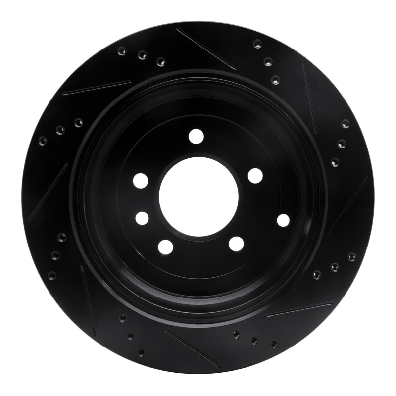 Land Rover LR3 Brake Rotor (1) - Rear Left - R1 Concepts - Drilled & Slotted - Black - `05-`07